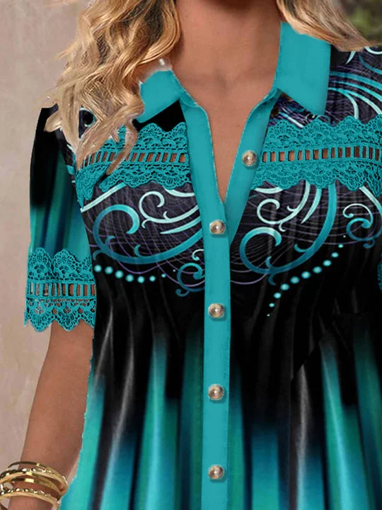 Women Half Sleeve V-neck Solid Color Dress