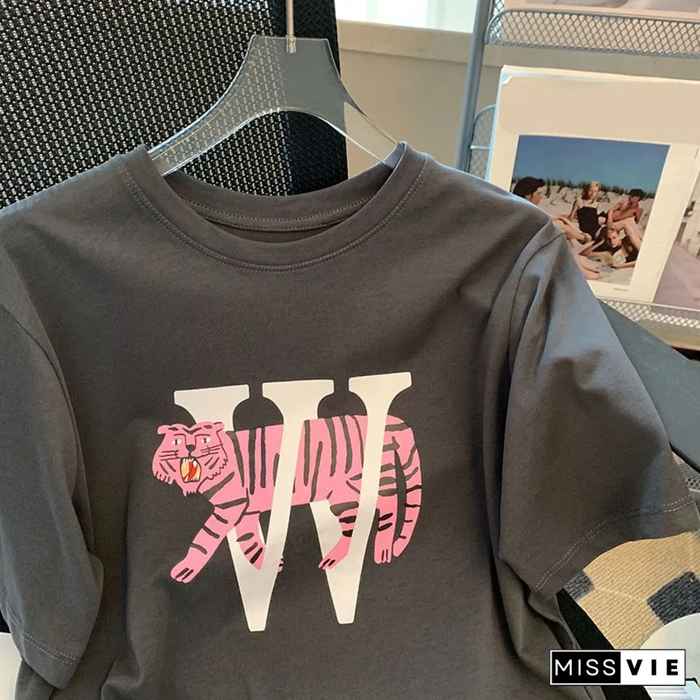 Tiger Letter Print Casual T-Shirt