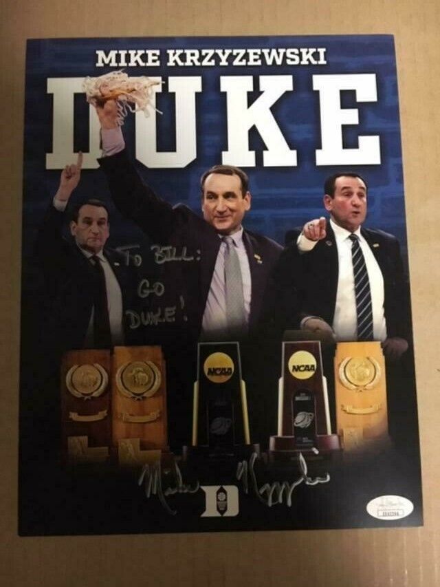 Mike Krzyzewski Duke Coach Boldly Signed 8 1/2 x 11 Photo Poster painting with JSA Certificate