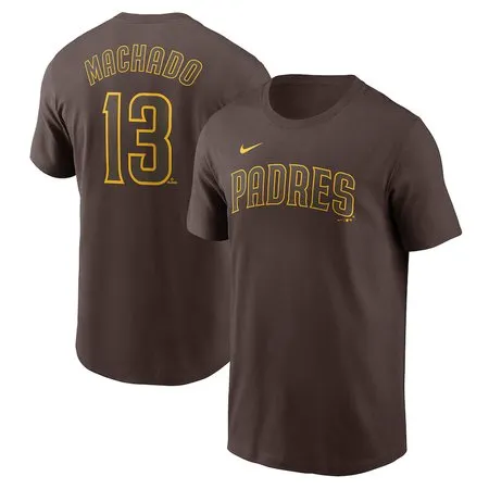 Men's San Diego Padres #13 Manny Machado  Brown Fuse Name & Number T-Shirt