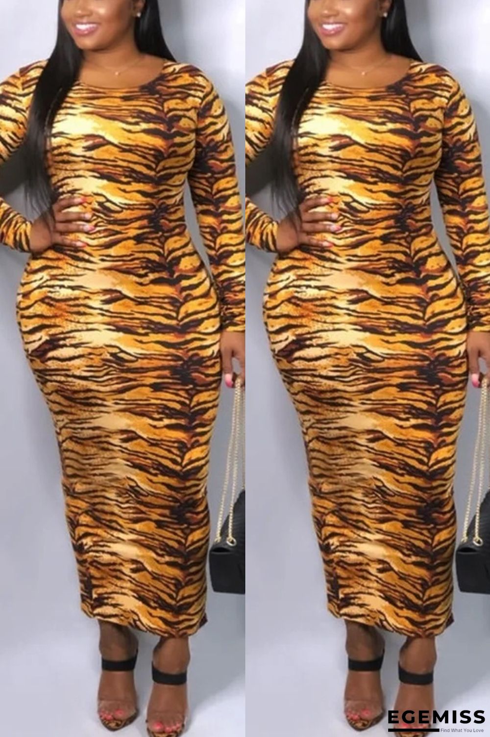 Yellow Milk. Sexy Cap Sleeve Long Sleeves O neck Princess Dress Ankle-Length Patchwork Print | EGEMISS