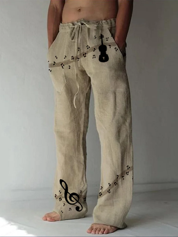 Pre-sale Men's casual art music print casual pants
