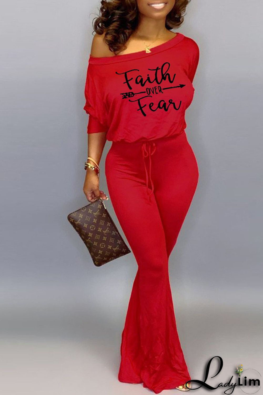 Black Casual Print Split Joint Oblique Collar Straight Jumpsuits