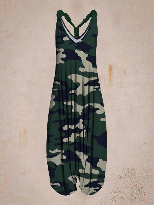 Women's camouflage print sleeveless Harem jumpsuit