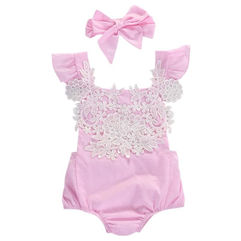 Newborn Baby Girls Floral Lace Newest Fashion O-Neck Sunsuit Rompers Clothes Jumpsuit Outfits 0-18M