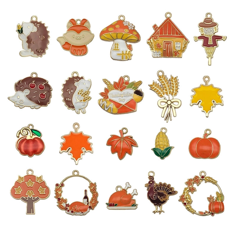 20 PCS/Package 19x18mm 19x22mm 23x14mm Alloy Animal Pumpkin Mushroom Pendant Jewelry Accessories