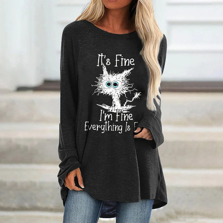 It's Fine I'm Fine Everything Is Fine Printed Women's T-shirt socialshop