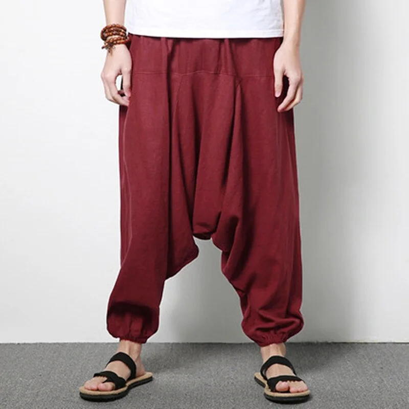 INCERUN Plus Size 5XL Men's Pants Harem Loose Wide Pant Cotton Big Drop Crotch Joggers Fashion Dance Trousers Male Clothing 2022