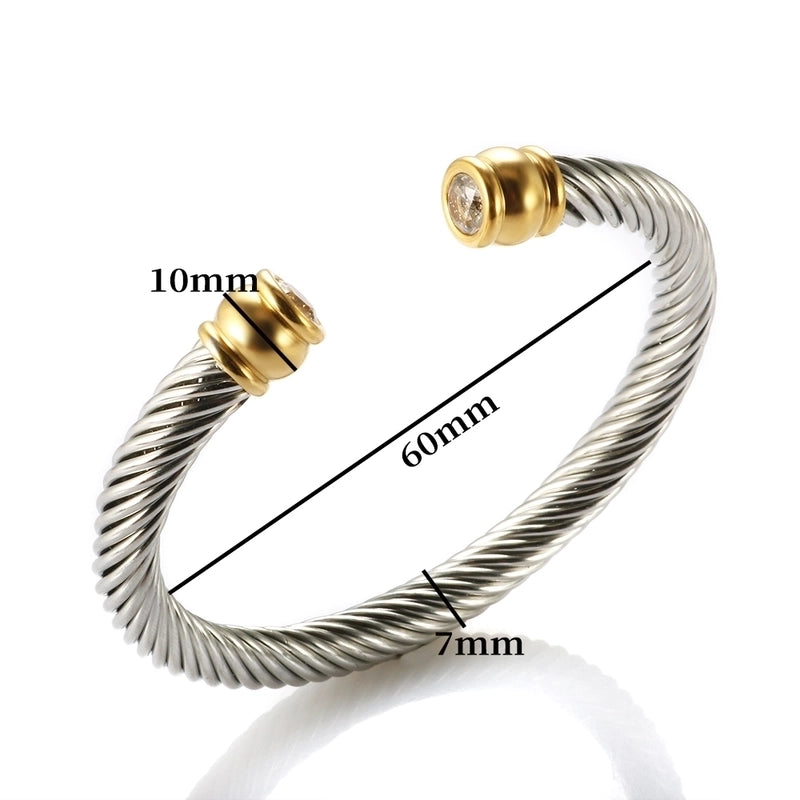 IG Style Minimalist Commute Round 304 Stainless Steel Zircon Bangle In Bulk