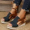 Gioiacombo&trade; Sandali con zeppa con fibbia stile romano da donna