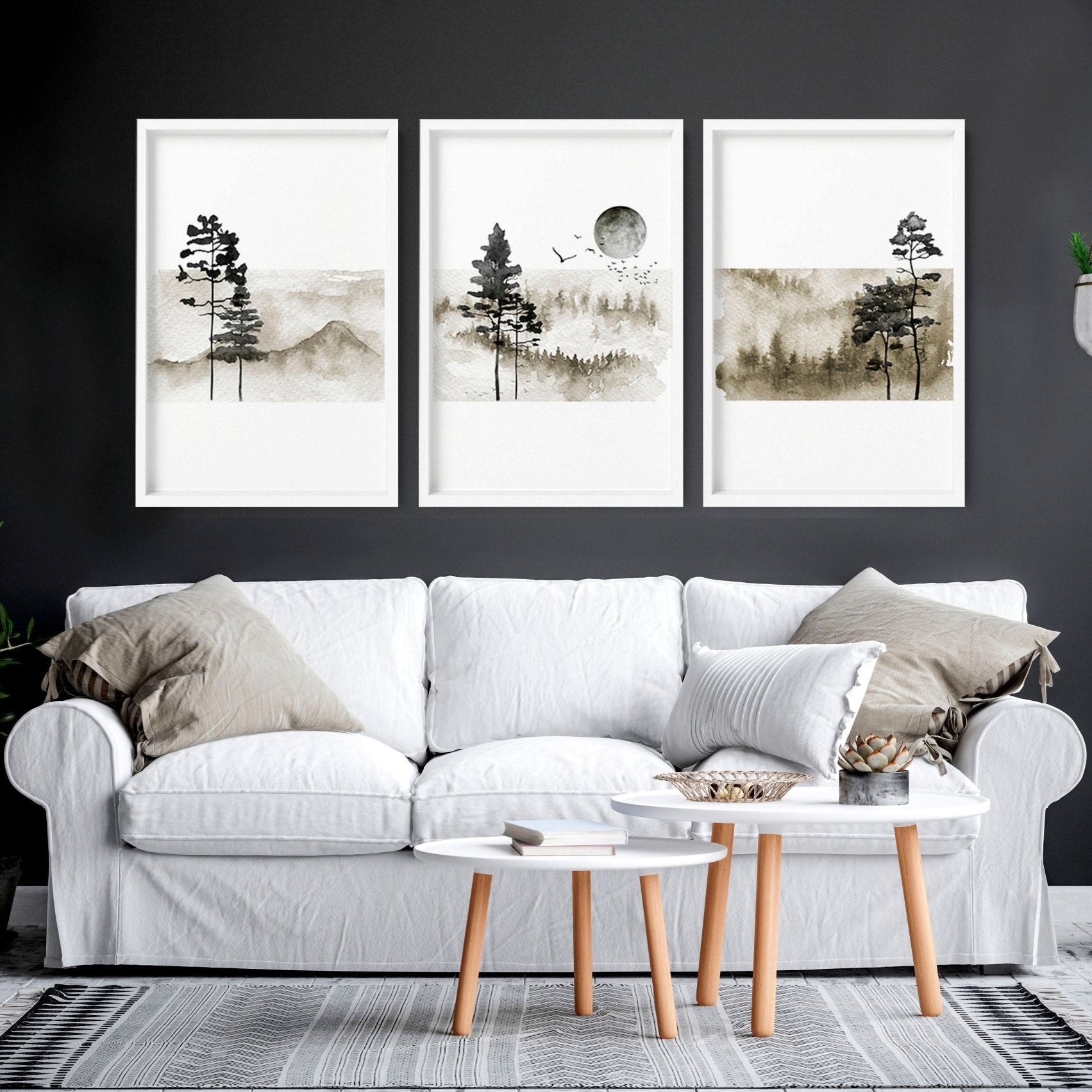 Scandinavian wall decor | set of 3 framed wall art everthome