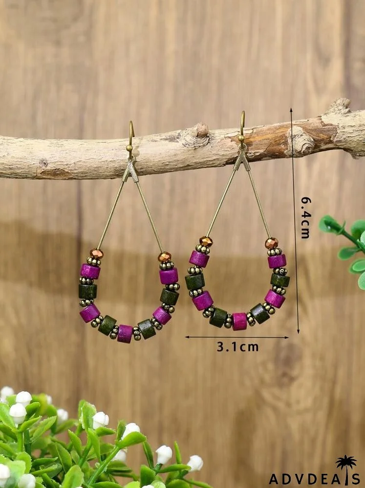 Beaded Water Drop Decor Drop Earrings