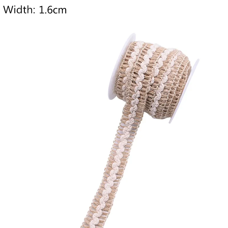 5Meter Natural Vintage Burlap Jute Ribbons Christmas Party Handwork Gift Wrapping DIY White Jute Ribbon Home Wedding Decoration