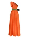 Solid Color Asymmetric Flared Sleeves Maxi Dress(Don't Have Belt