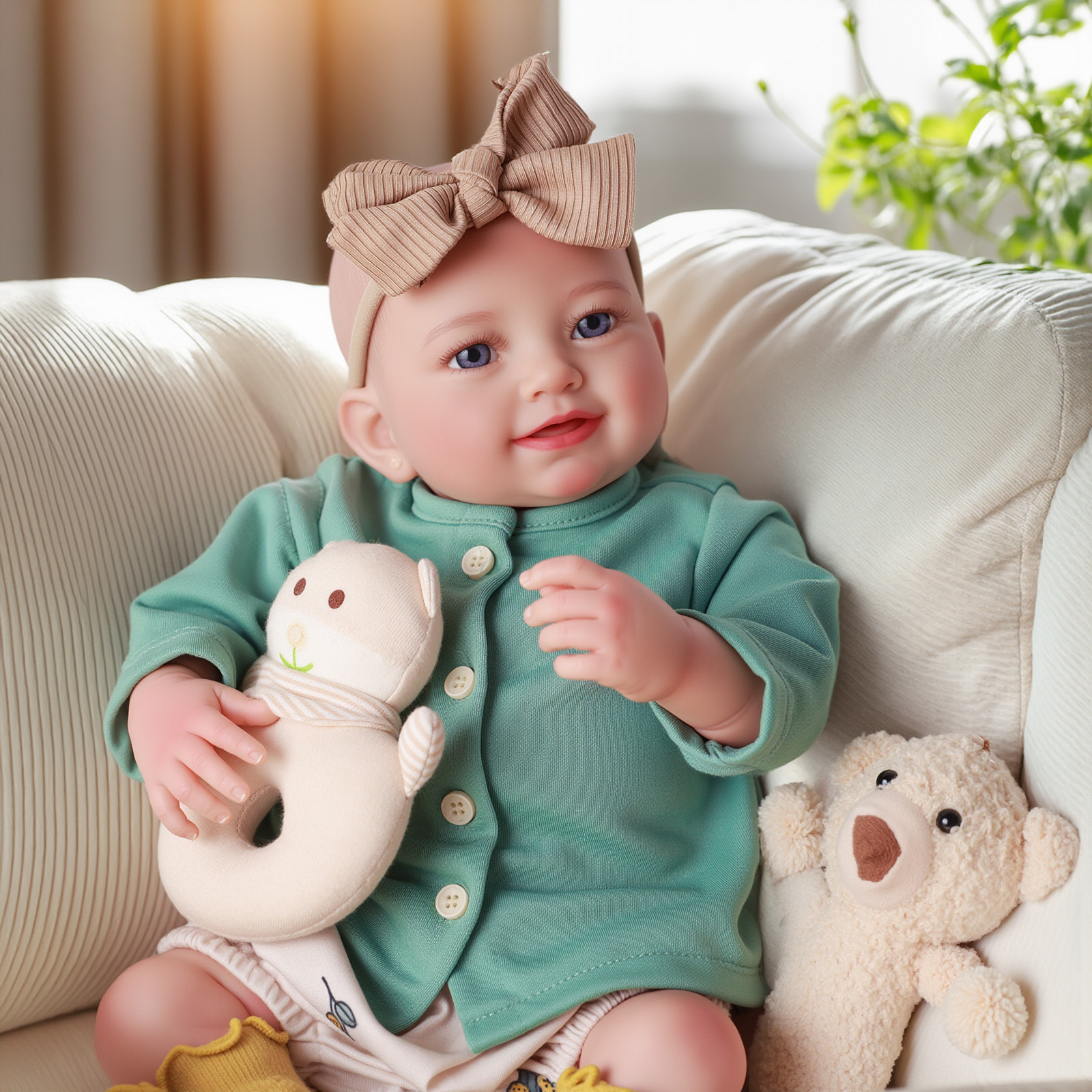 Babeside Smiling Reborn Baby Wendy 20'' Little Infant Girl Healing of the Heart Green-Cloth Body
