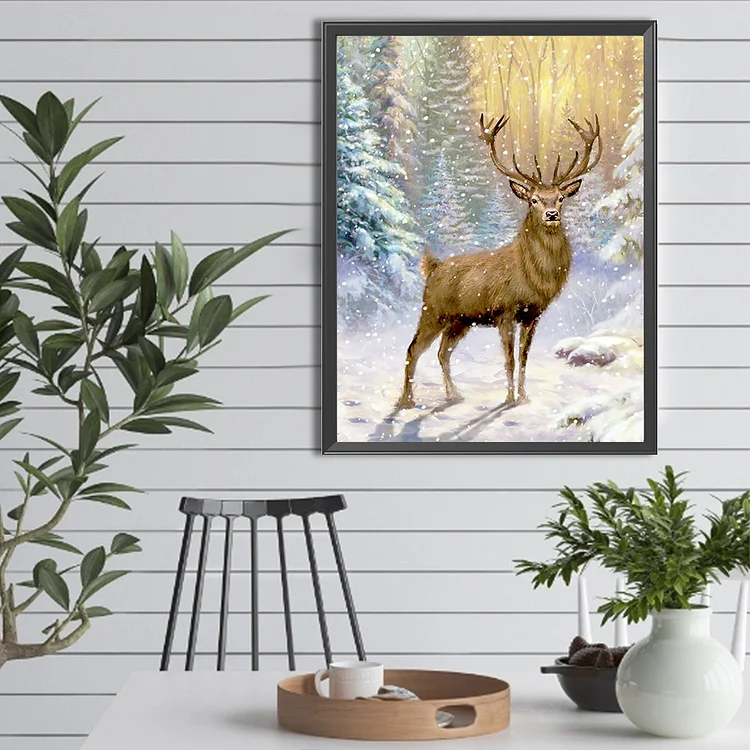 5D Diamond Painting Kits For Adults DIY Deer Diamond Art Set Winter Snow  Diamond Painting Home Decor Gifts Diamond Painting Kits For Beginners  11.81*1