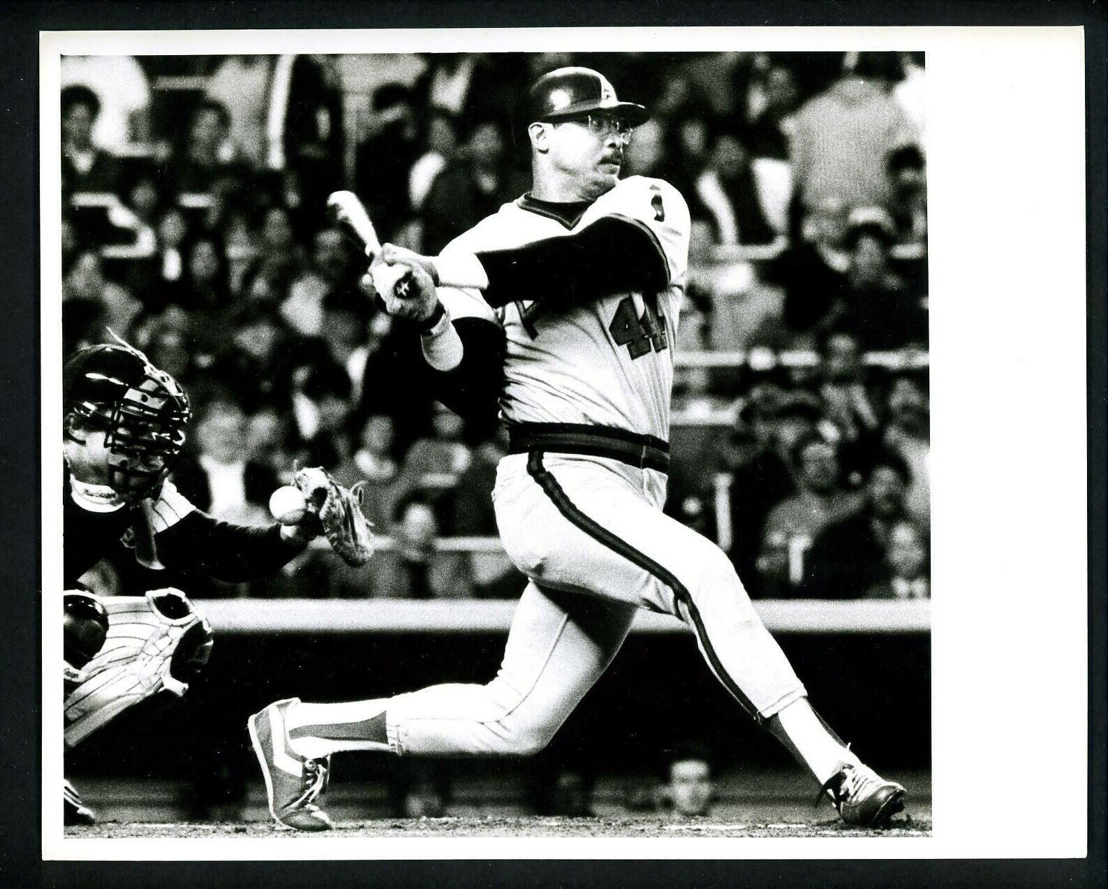 Reggie Jackson batting circa 1980s Press Original Photo Poster painting California Angels