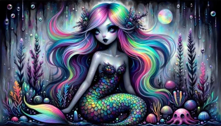 Mermaid 80*40CM(Canvas) Full Round/AB Drill Diamond Painting