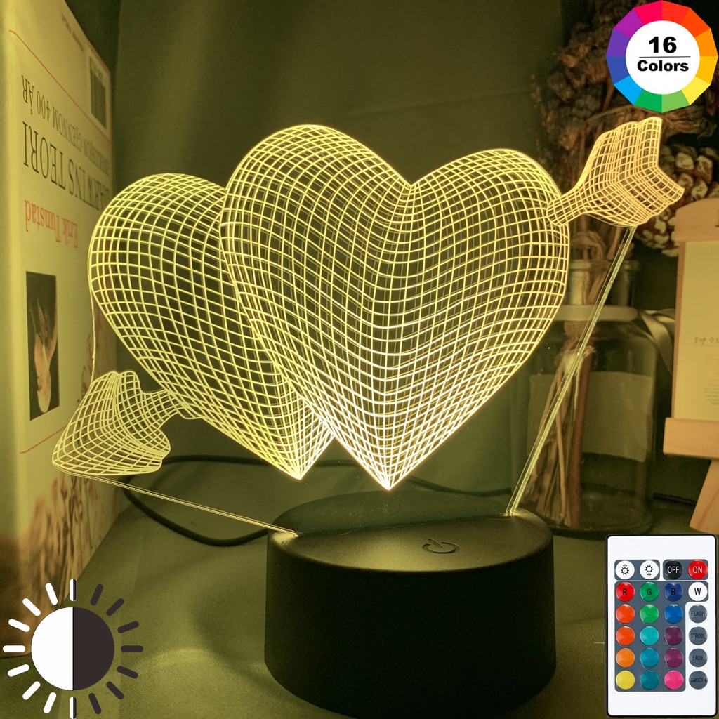 

An Arrow Thrills Through Two Hearts - LED Night Light, 16 color with remote, 501 Original