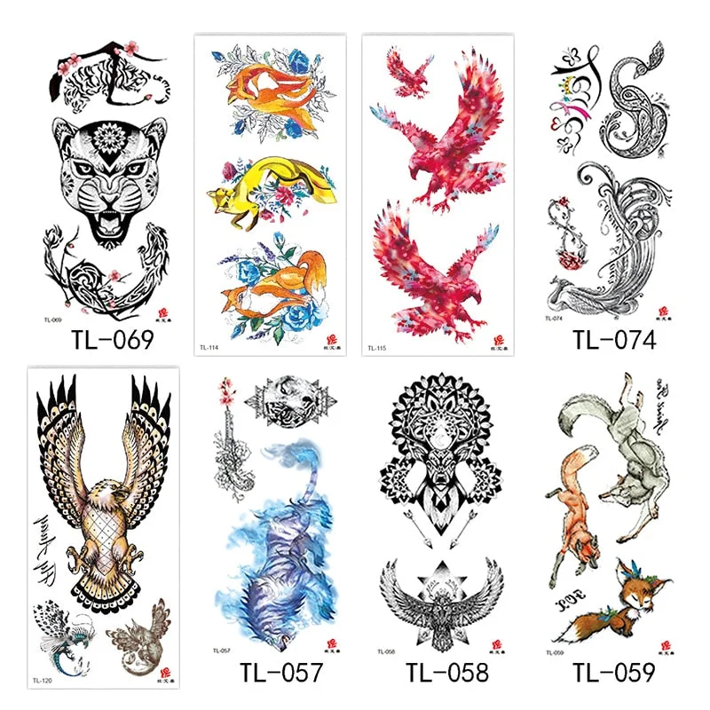 Flower arm waterproof tattoo stickers half arm painted animal durable waterproof European and American temporary tattoo stickers