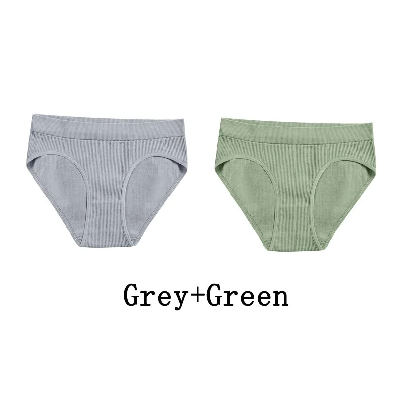 Billionm Women Seamless Cotton Panties Sexy Mid Waist Briefs Girls Solid Colors Ribbed Underpants Female Comfortable Intimates Lingerie