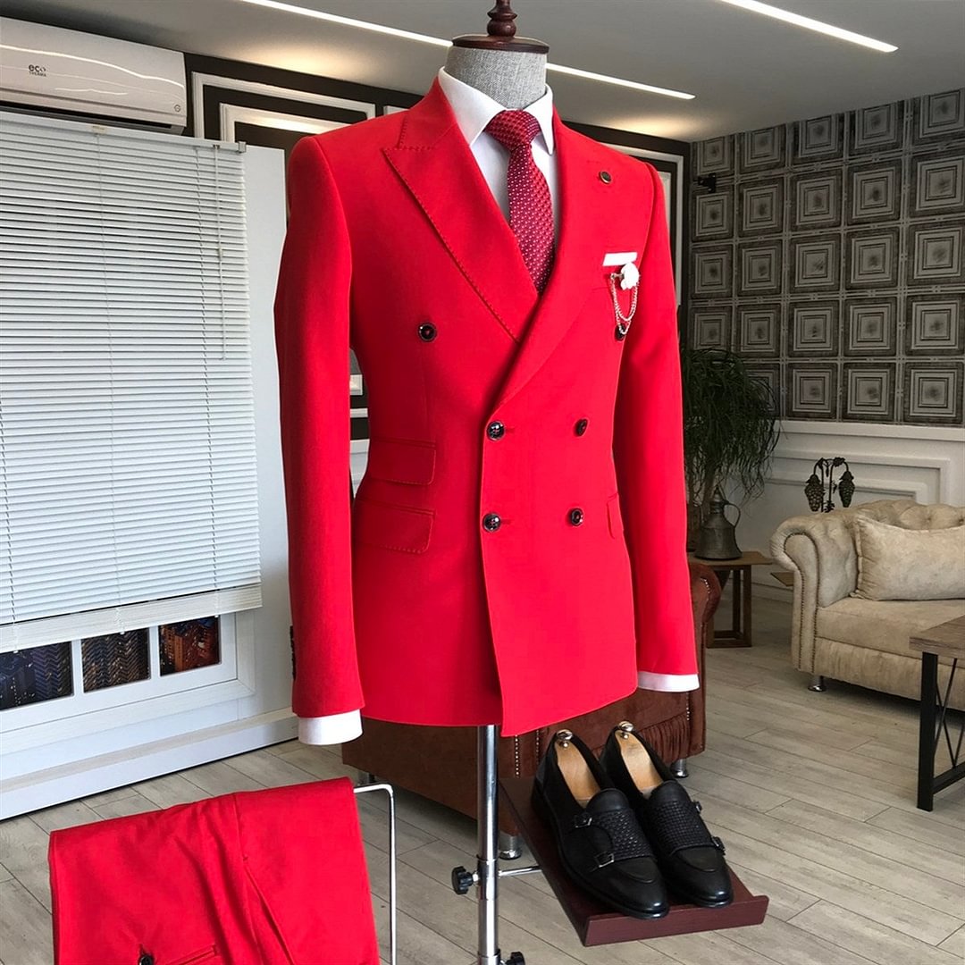 Red Double Breasted Suit 2Piece