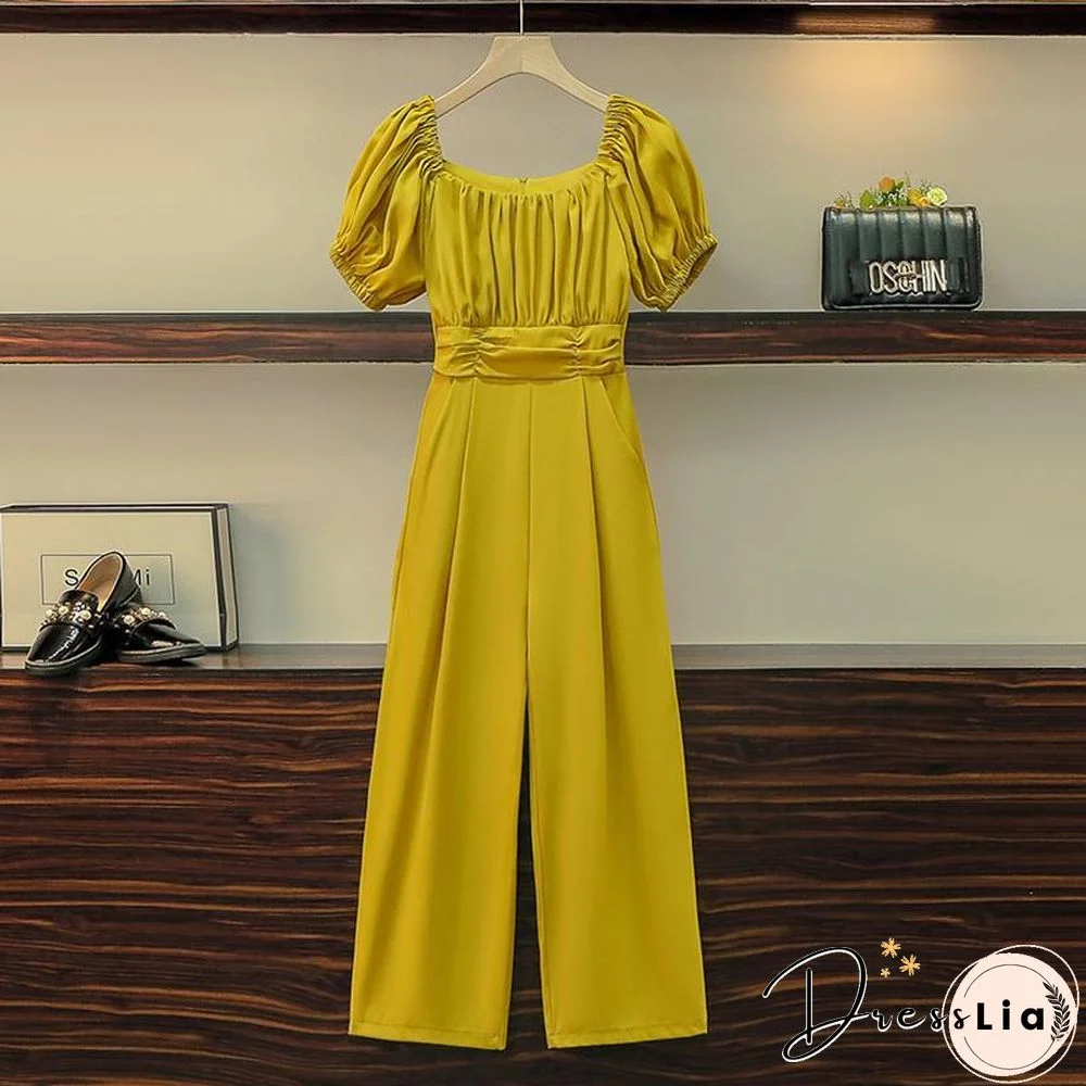 Solid Color High Waist Rompers P14983