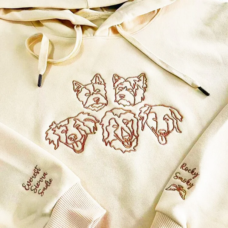 Personalized Embroidered Dog Sweatshirt Hoodie T-shirt, Custom one-line Pet Shirt