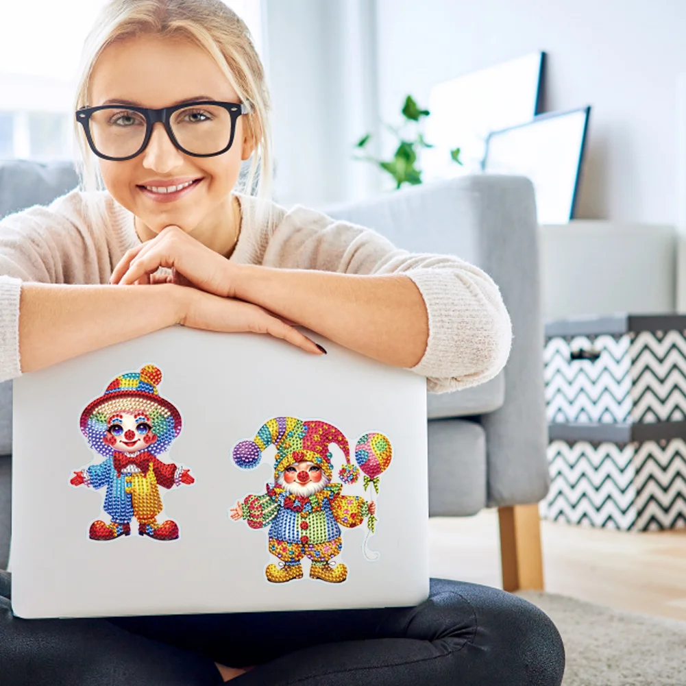 8Pcs 5D Diamond Painting Sticker Kit Diamond Art Stickers for Adults (Circus)