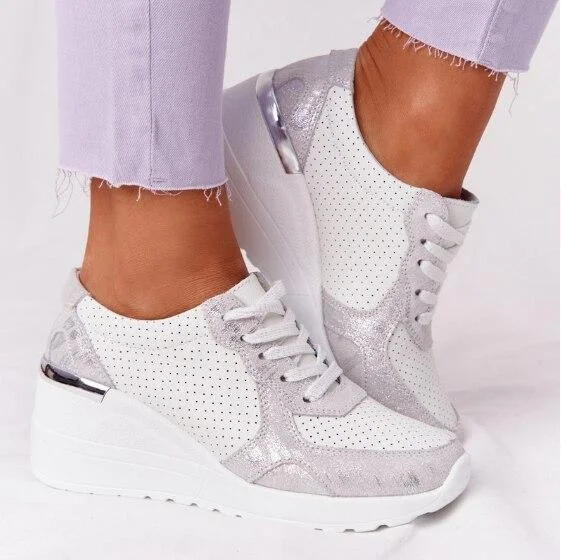 Brand Design 2021 New Women Casual Shoes Height Increasing Sport Wedge Shoes Air Cushion Comfortable Sneakers Zapatos De Mujer 1108