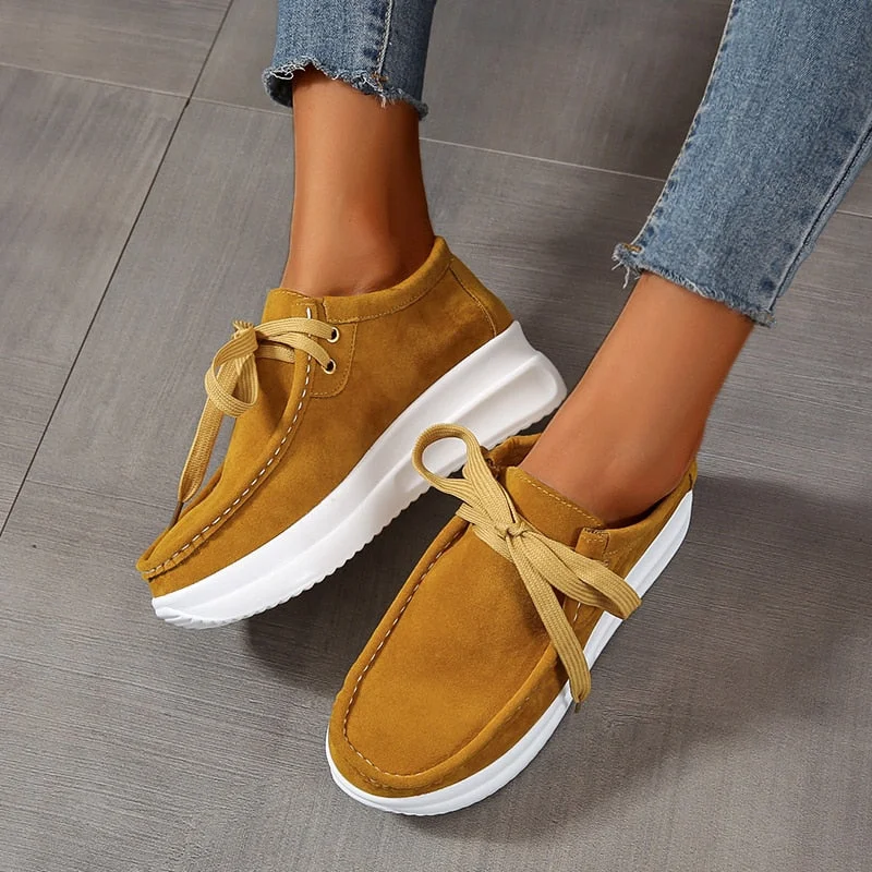 Chunky Sneakers Women 2021 New Solid Color Thick Bottom Lace Up Walking Women's Shoes Female Breathable Non Slip Platform Shoes