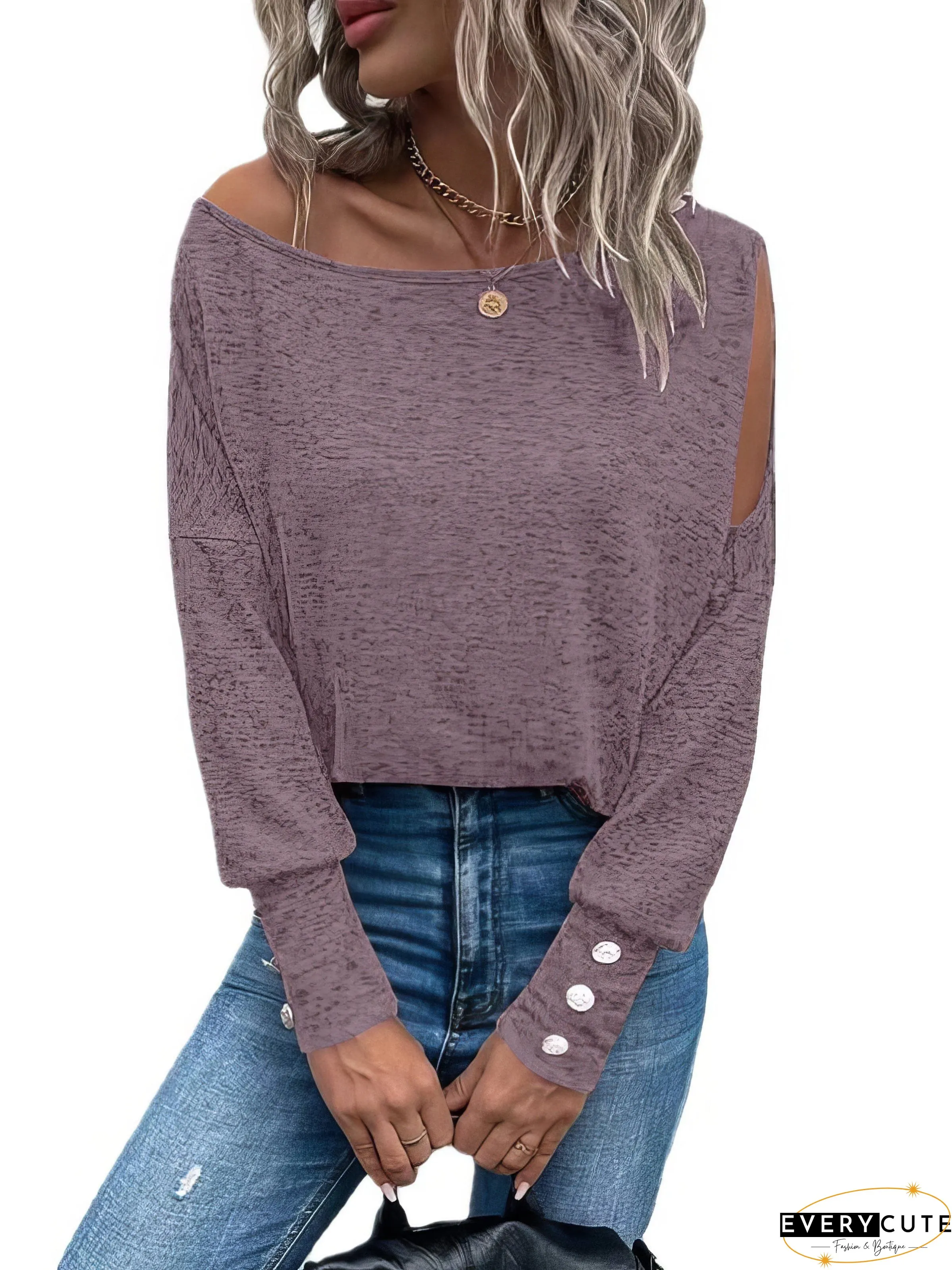One-Shoulder Button Detail Blouse