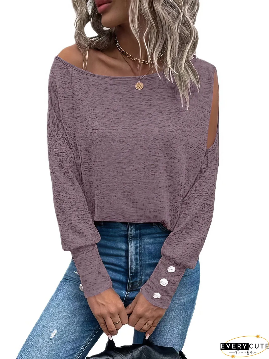 One-Shoulder Button Detail Blouse