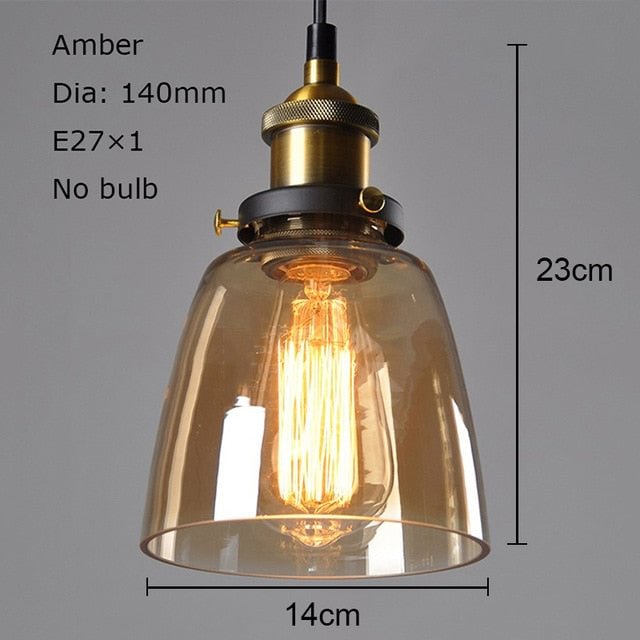 Vintage Pendant Lights Glass Pendant Lamp Loft Nordic Hang Lamp 28cm Smoky Grey Industrial Lamp Dinning Room Bedroom Kitchen E27