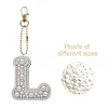 DIY 26 A-Z Letter Pearl Painting Keychain Charm Kits, Custom Alphabet Initial DIY Name Bag Key Ring Gift