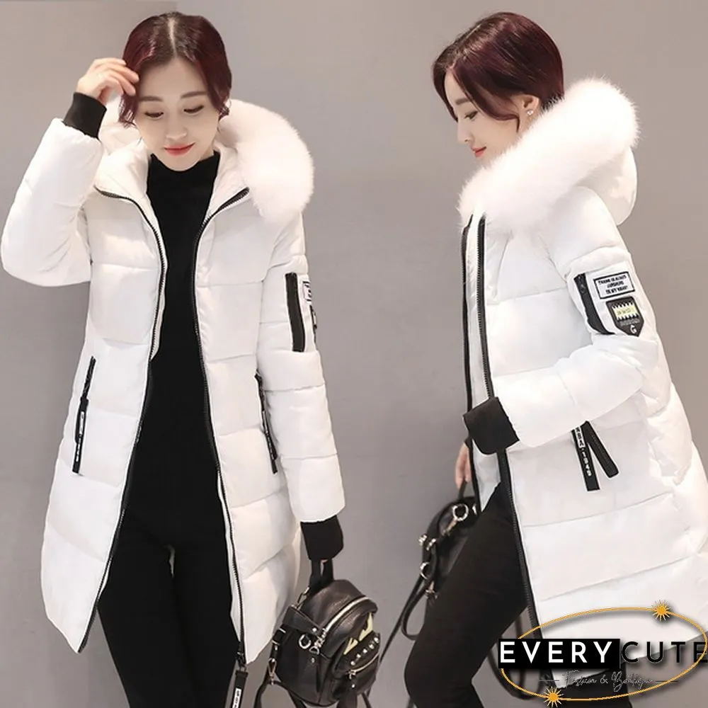 Winter Warm Long Coats Women Fashion Winter Long Fur Hooded Cotton Cotton-padded Jacket Warm Puffer Coats Jackets Warm Parkas