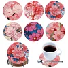 6Pcs/set Diamond Painting Wooden Flower Coaster Cup Cushion With Holder