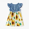 Family Dresses Print Stitching Denim Tank Dress