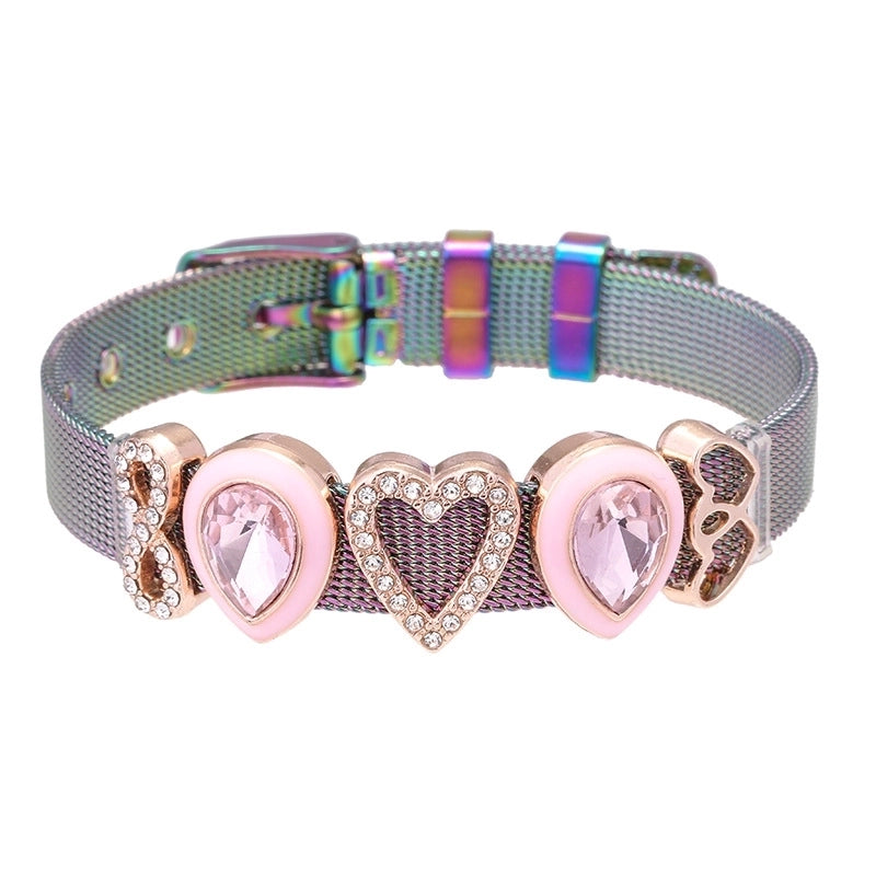 Cute Minimalist Heart Shape Titanium Steel Bracelets In Bulk