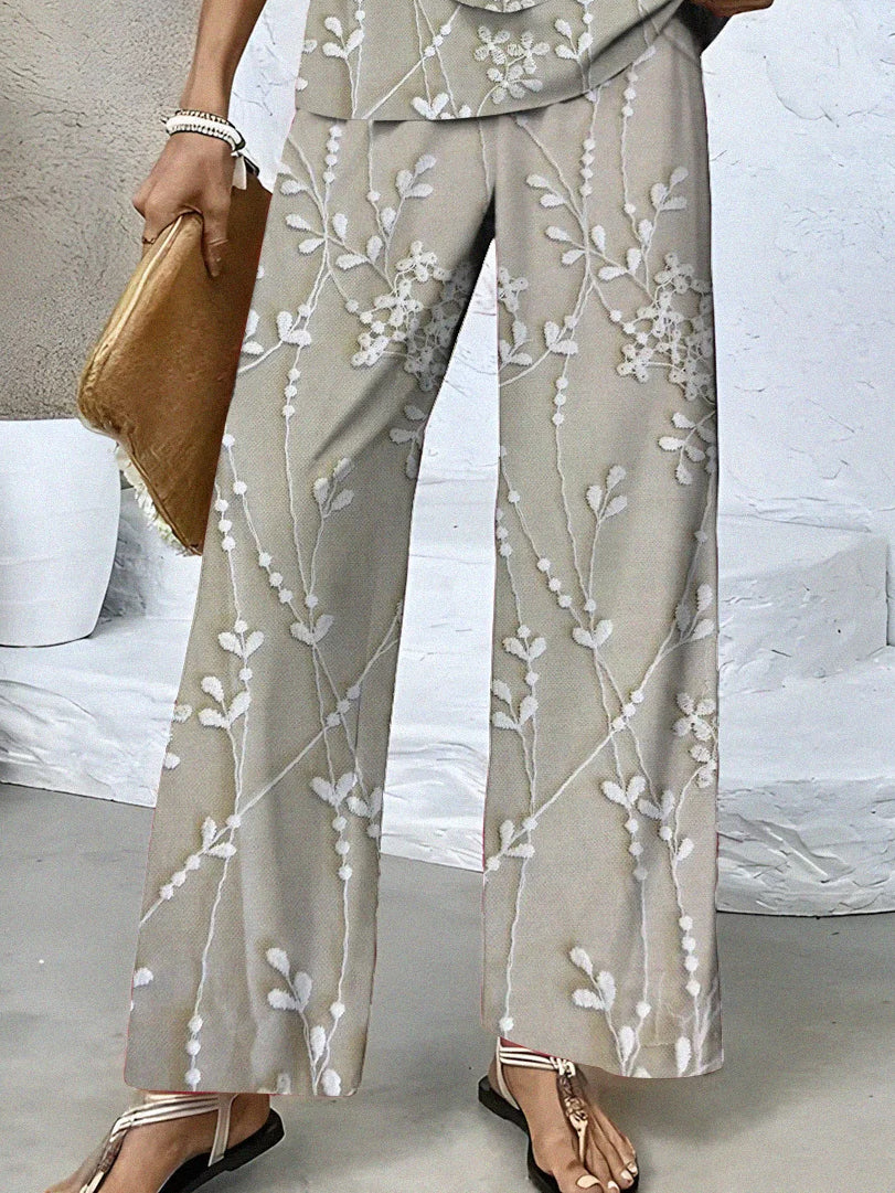 Women's Sleeveless Square Collar Floral Printed Casual Set