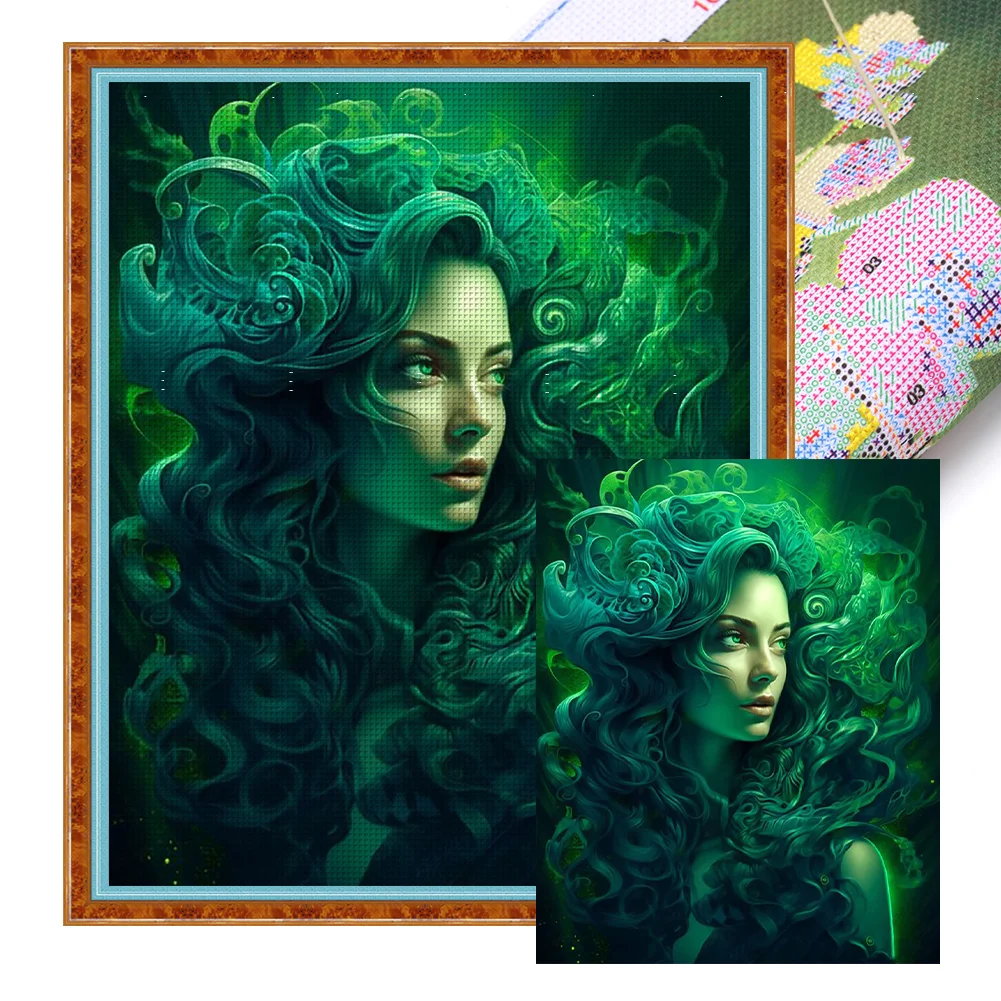 11CT Full Stamped Cross Stitch - Girl(Canvas|50*60CM)
