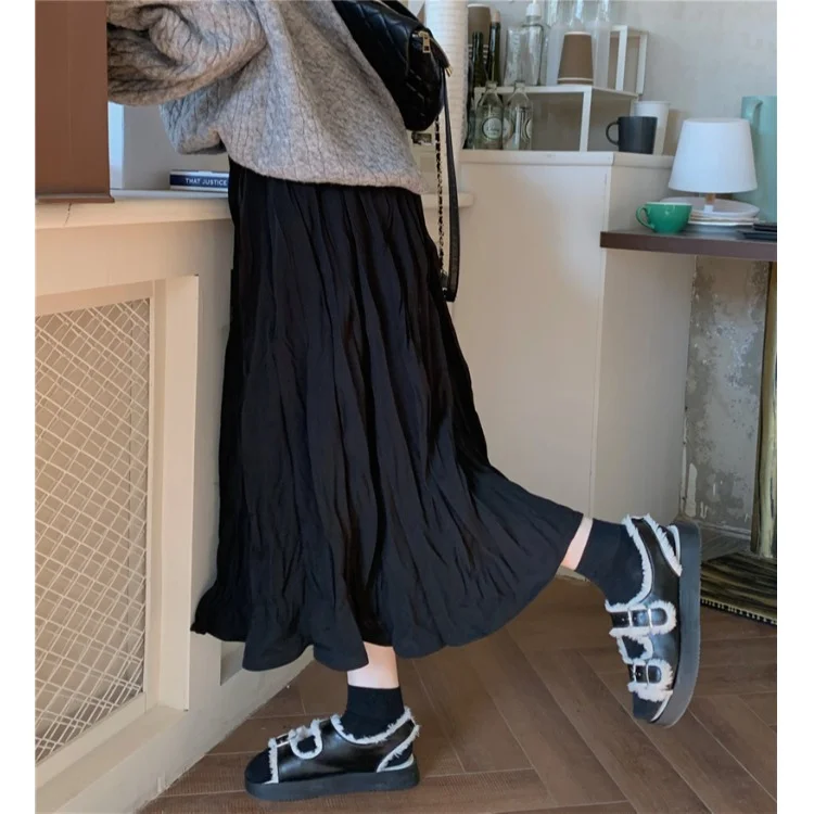 Casual Pleated High Waist Skirt - yankia