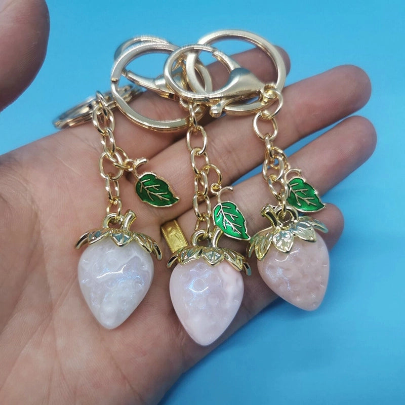 Pastoral Strawberry Alloy Resin Keychain
