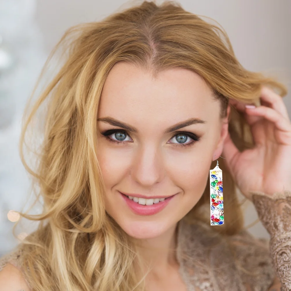 10 Pairs Double Sided Diamond Painting Earrings Gift for Women Girls 