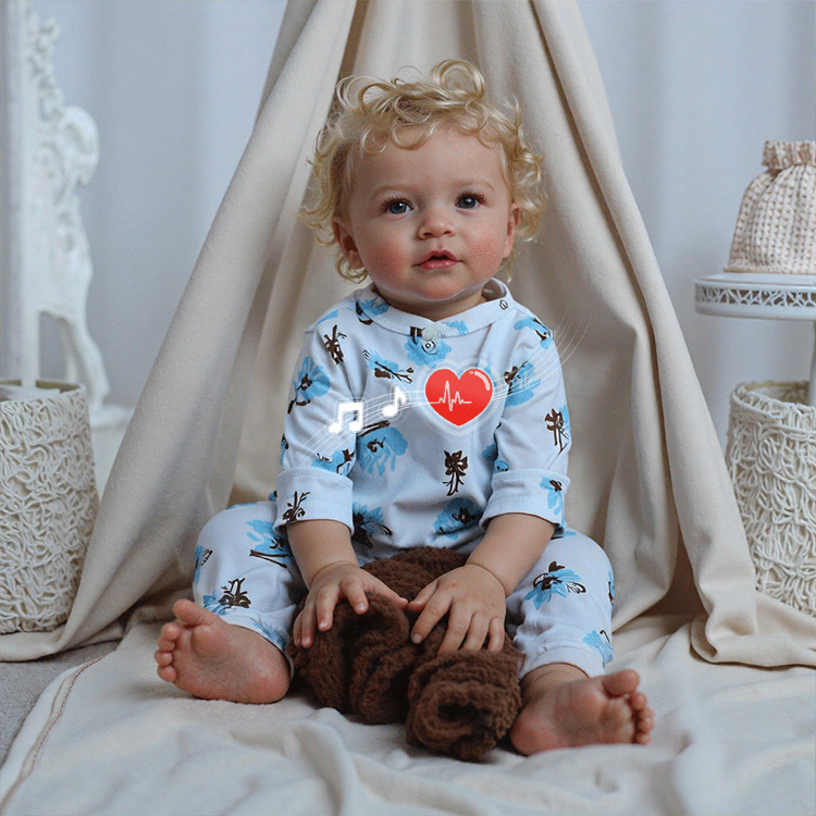 20'' Kids Reborn Lover With Blue Eyes, Lifelike Handmade Soft Body, Weighted Toddler Reborn Baby Boy Fido