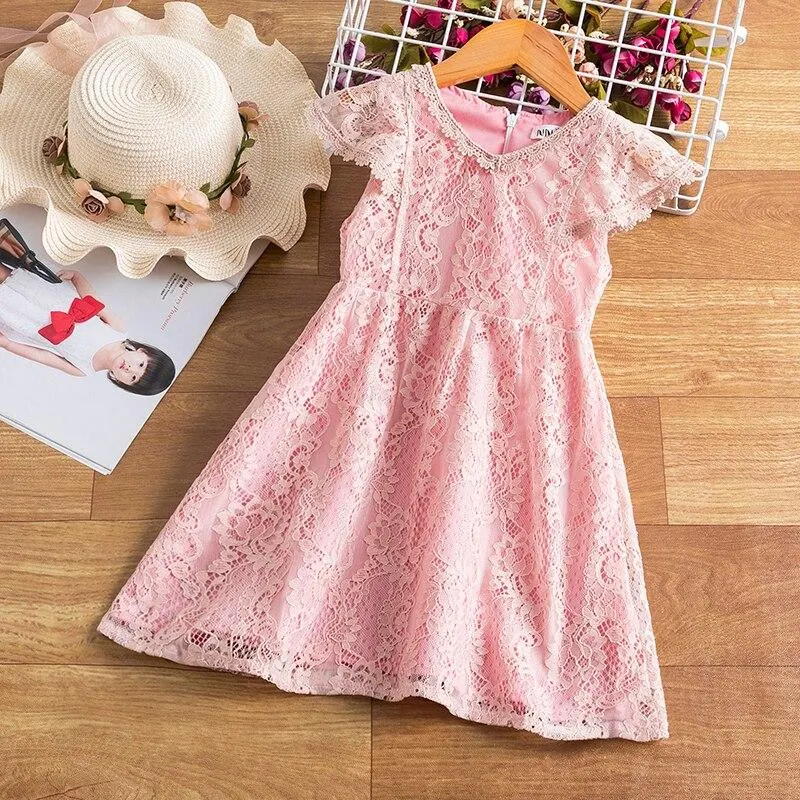 Girls Summer Costume Sweet Princess Dress Mesh Chiffon Cake Layers Outfit  Birthday Party Ball Grown Clothing For Children
