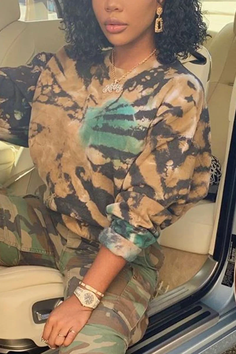 Fashion Casual Camouflage Printing Top