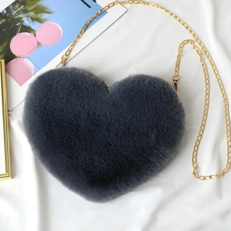 2021 Faux Fur Winter Women Shoulder Crossbody Bag Fashion Square Shaped Bag Female Chain Winter Warm Messenger Bag Plush Handbag