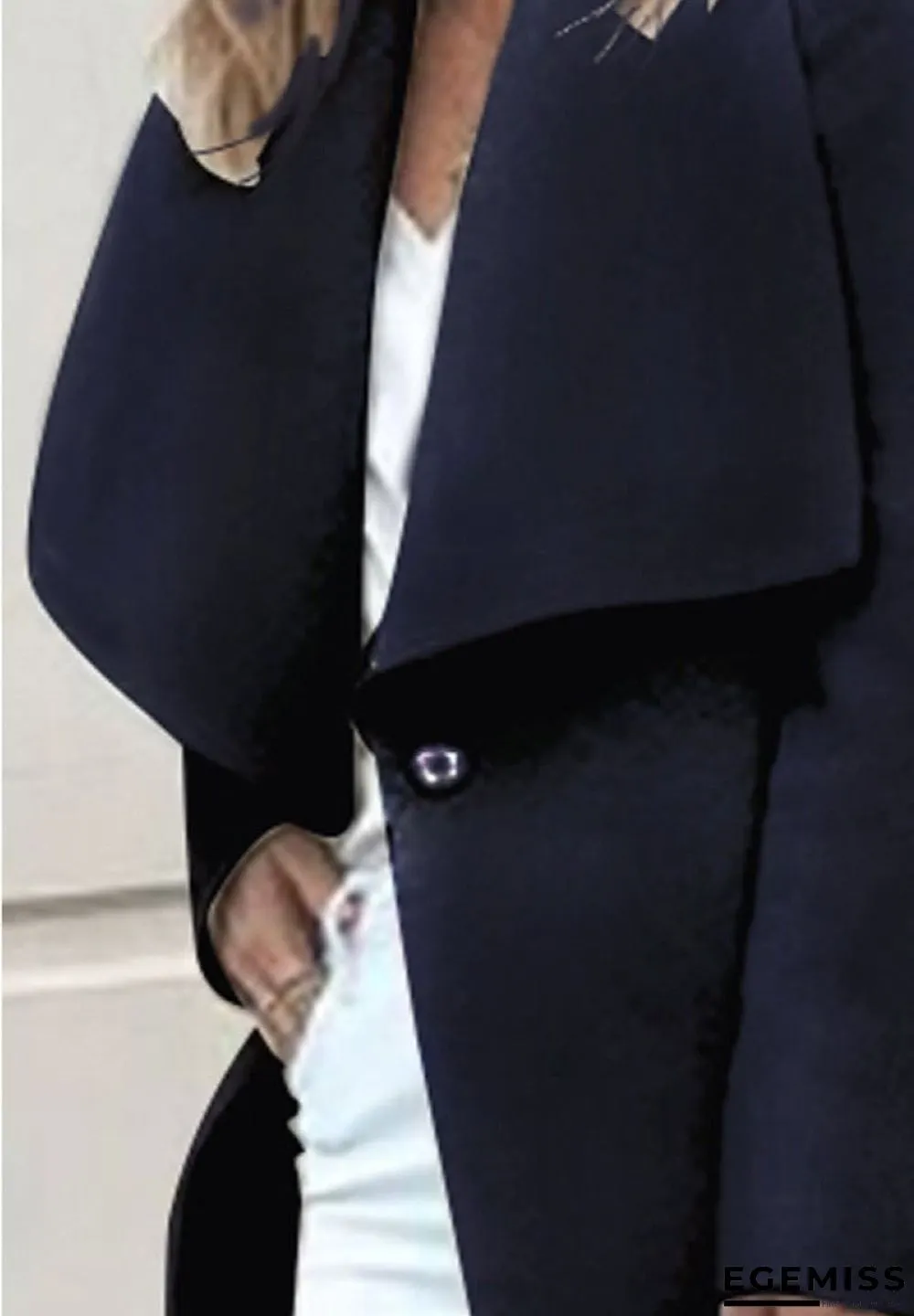 Fold-Over Collar Belt Plain Long Sleeve Coats | EGEMISS
