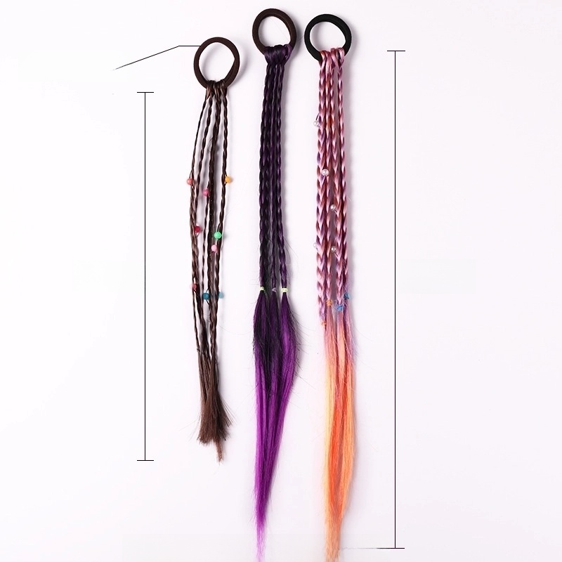 Fashion Children’s Colored Hair Rope Colorful Gradient Wig Twist Braid Rubber Band Hair Tie